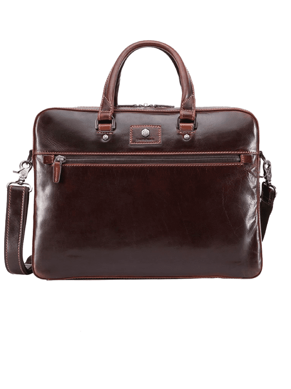 Jekyll & Hide - slim zip top briefcase - tobacco