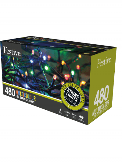 Festive - 480 timer string lights - multi-coloured, outdoor living and lighting