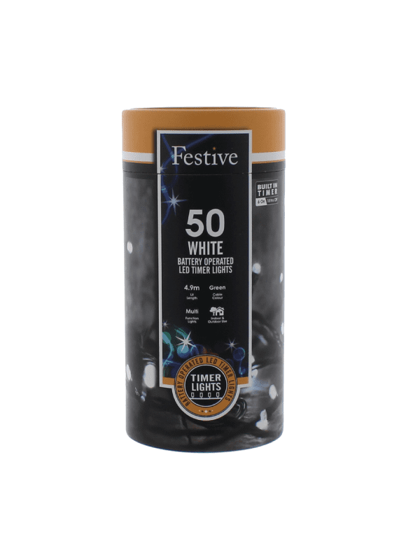 Festive - 50 battery lights - white, garden and outdoor lighting