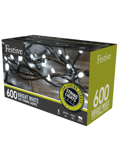 Festive - 600 timer string lights - bright white, garden and outdoor living lighting