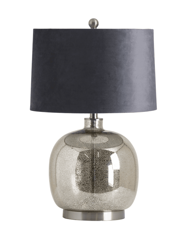 Hill Interiors - mirrored glass table lamp with velvet shade