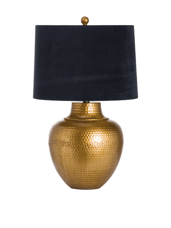 Hill Interiors - bronze table lamp with black shade, homeware
