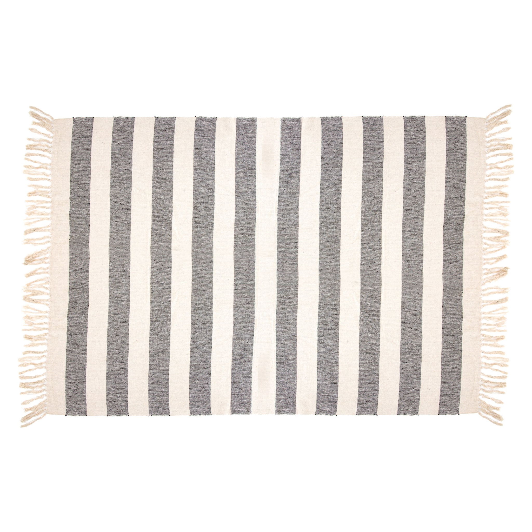 Coperta Morbida In Cotone Sass & Belle – Stile Japandi Con Strisce Tufted E Nappe – Grigio