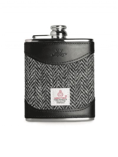 Marlborough of England 6oz hip flask - tweed & black