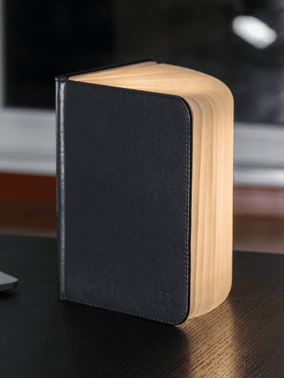 brown leather smart book light in home