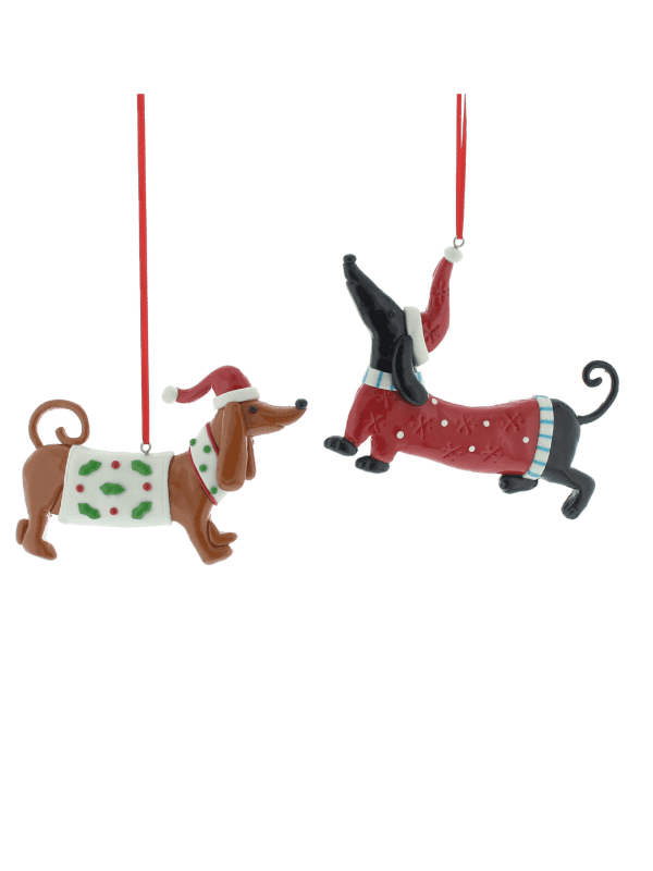 sausage dog Christmas baubles