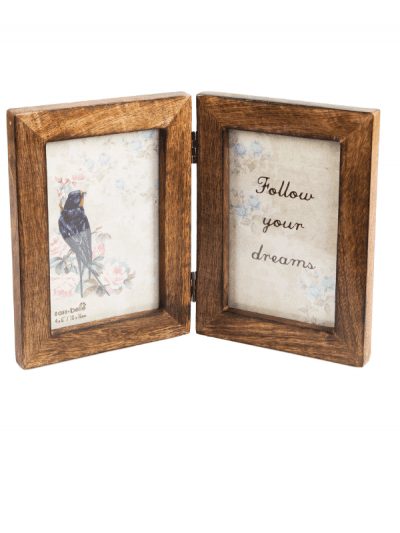 Sass & Belle double dark wood photo frame