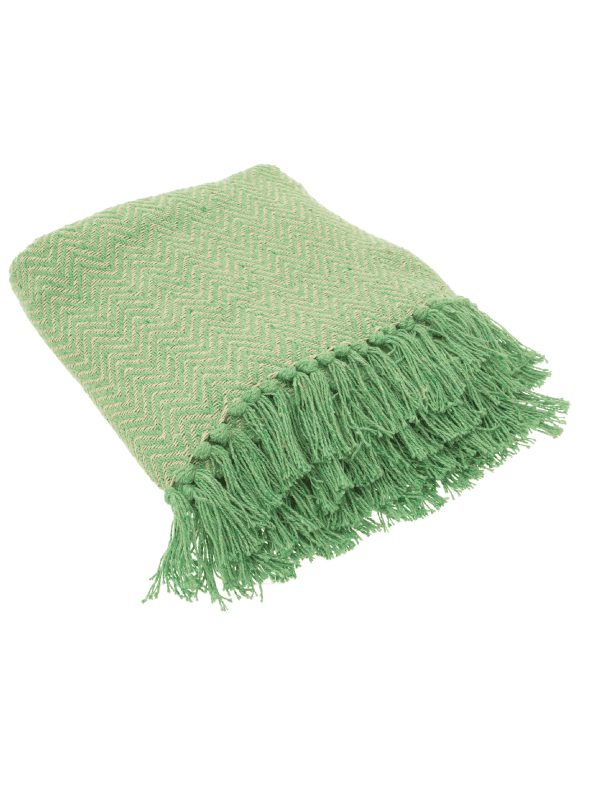 Sass & Belle green herringbone throw