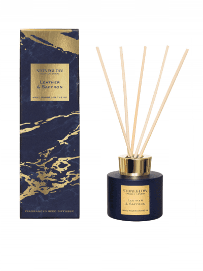StoneGlow - leather & saffron reed diffuser with gift box