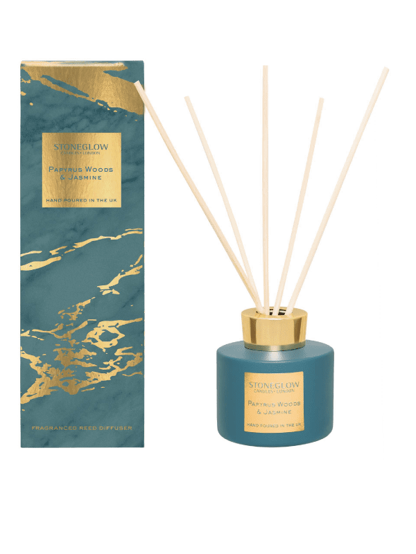 StoneGlow - papyrus woods & jasmine reed diffuser with gift box