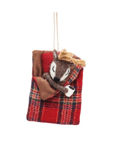 Sass & Belle reindeer in sleeping bag decoration