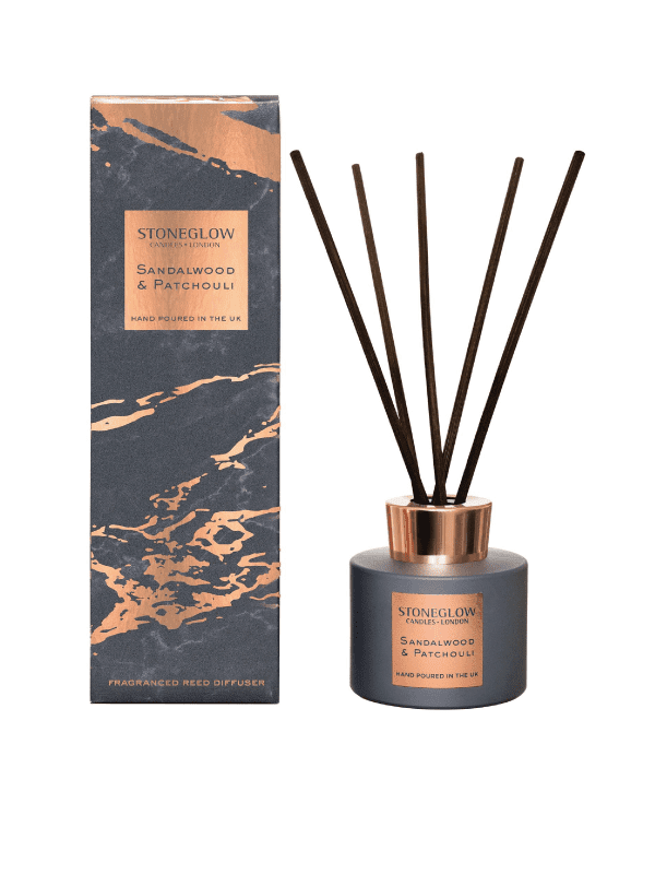 StoneGlow - sandalwood & patchouli reed diffuser with gift box