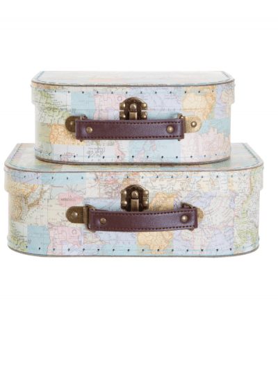 Sass & Belle world map suitcases - set of 2