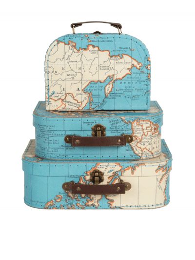 Sass & Belle vintage map suitcases - set of 3