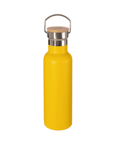 Sass & Belle bright yellow water bottle, steel cap lid, gifts