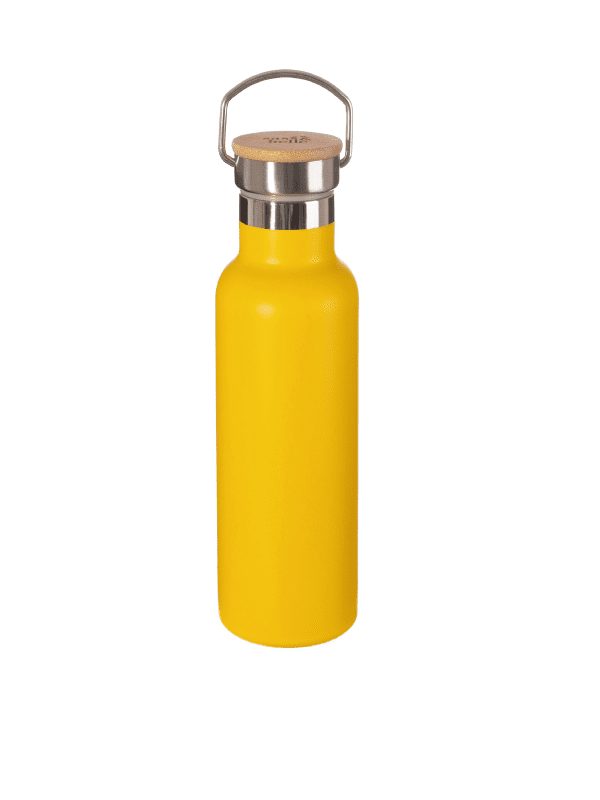 Sass & Belle bright yellow water bottle, steel cap lid, gifts