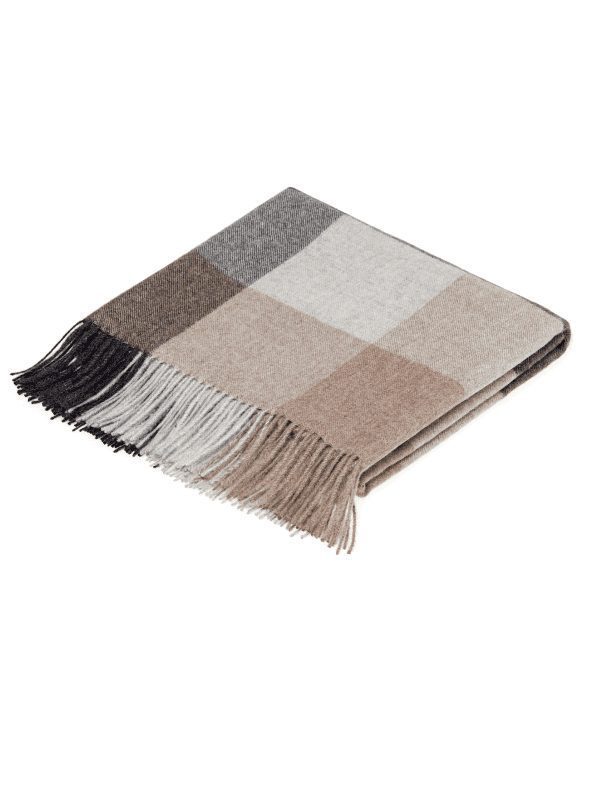 Bronte by Moon - checked throw - grey, sand, black colorways