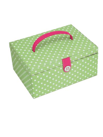 Button it - green polka dot jewellery box