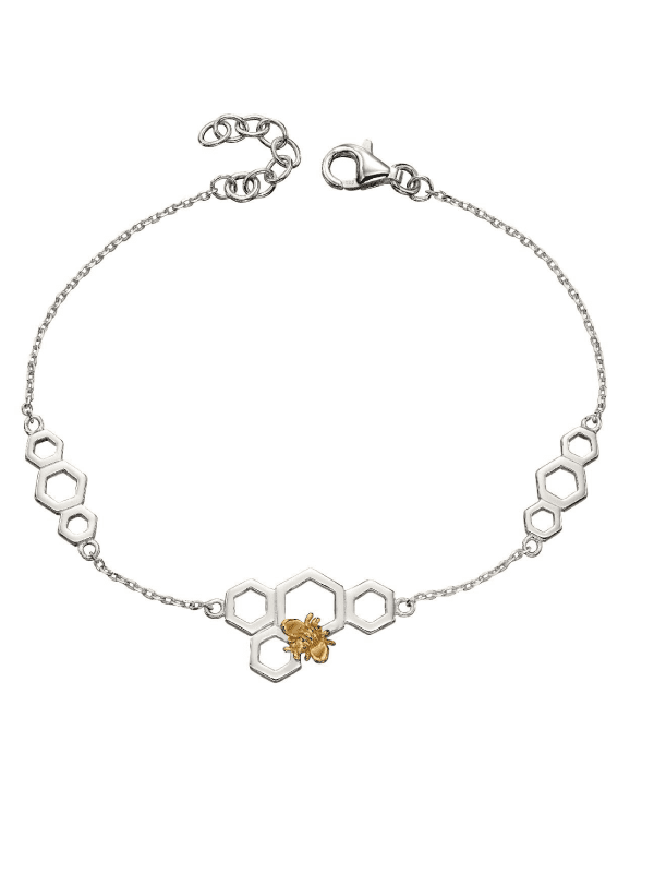 Elements Silver - bee & honeycomb bracelet