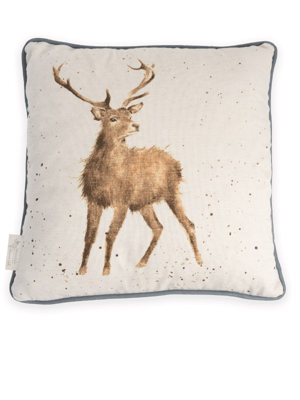 Wrendale cushion - stag print on a neutral background, home decor