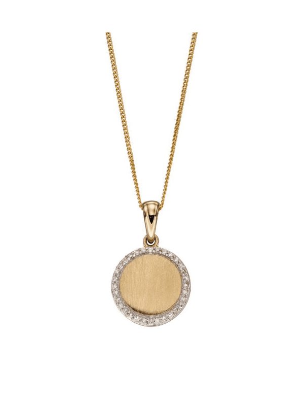 Elements Gold - diamond and gold disc pendant