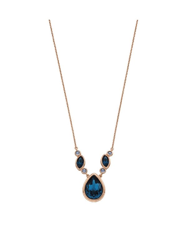 Elements Silver - blue crystal drop necklace