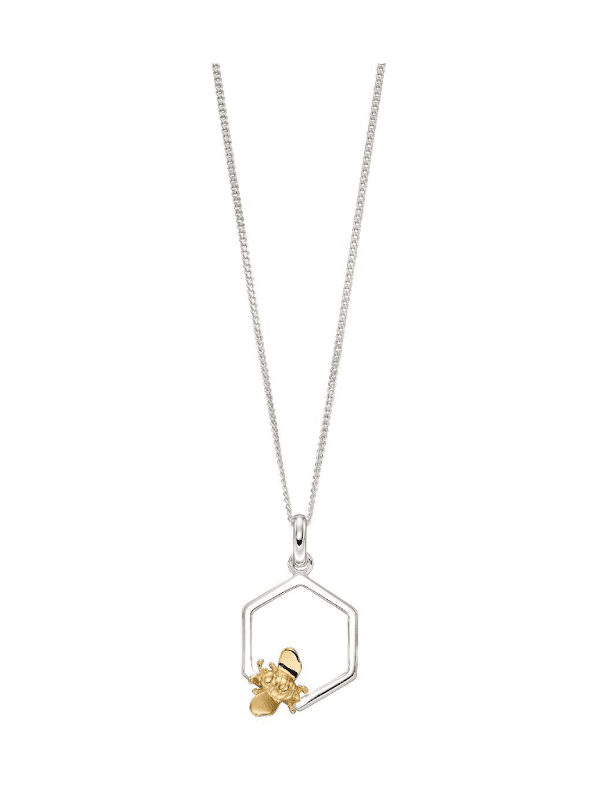 Elements Silver - bee & honeycomb necklace