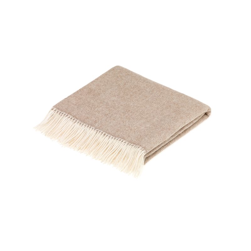 Neutral Lambswool Diamond Throw | Home | Bennetts of Derby
