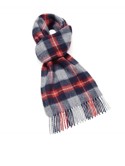 Bronte by Moon - grey & red checked scarf