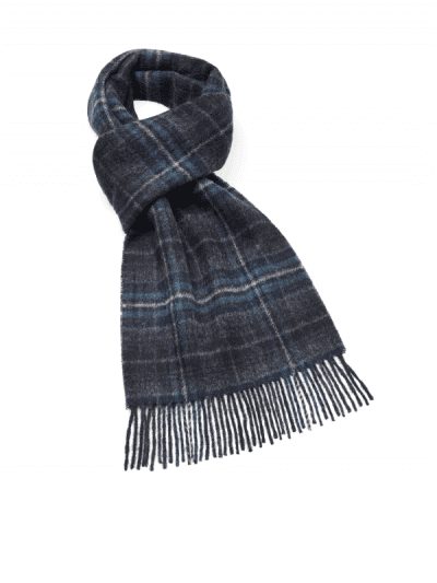 Bronte by Moon - grey & blue checked scarf