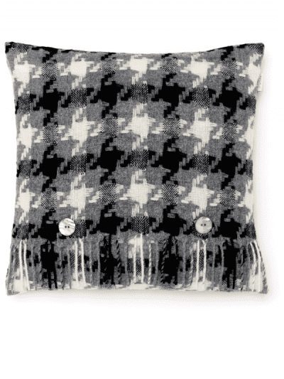 Bronte by Moon - charcoal houndstooth cushion, white, grey and black colourway
