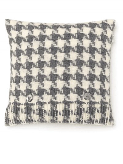 Bronte by Moon - grey and cream houndstooth cushion