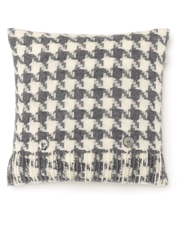Bronte by Moon - grey and cream houndstooth cushion