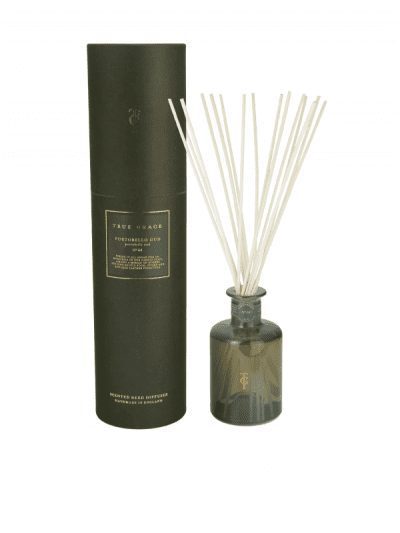 True Grace - portobello oud reed diffuser with a green presentation box