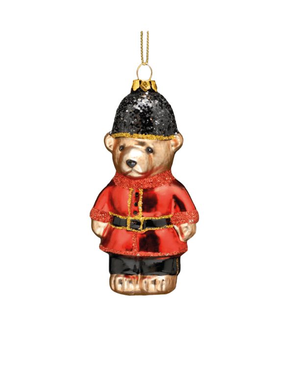 Festive - glass soldier bear hanging decoration