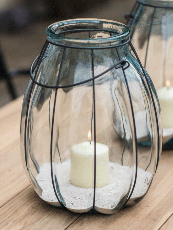 Garden Trading Glass Windlight with large pillar candle