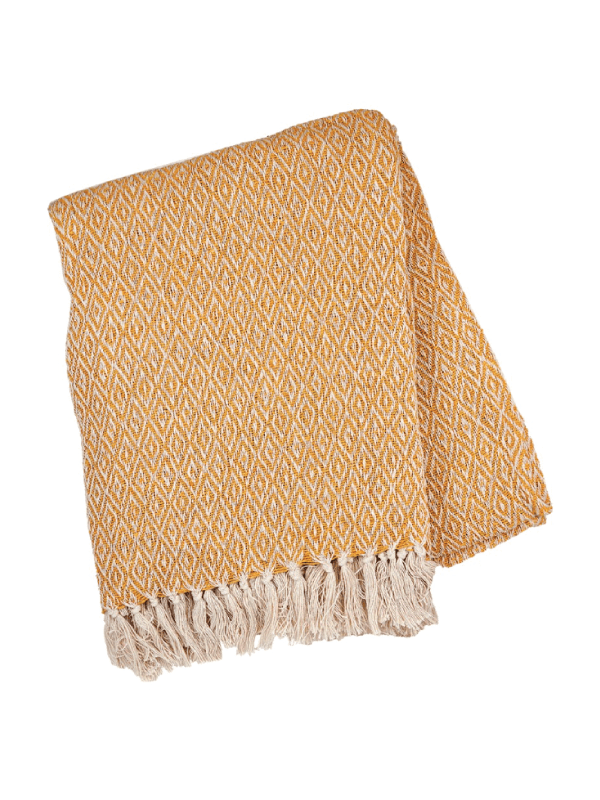 Sass & Belle Scandi Mustard Throw | Homeware | Bennetts of Derby