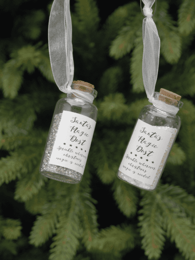 festive set of 2 glass fairy dust bottles