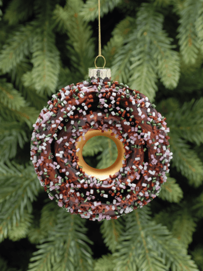 festive glass doughnut hanging decoration
