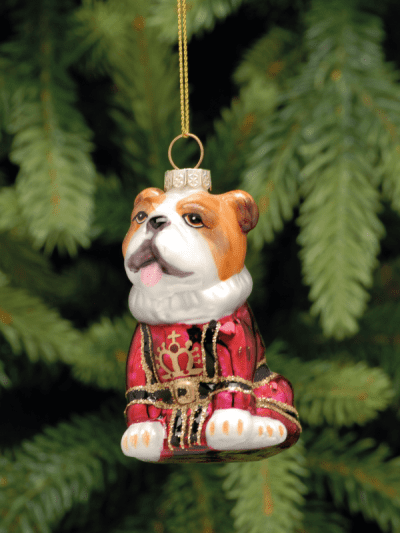 festive glass bulldog hanging decoration