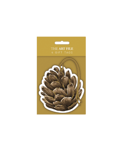 the art file decadence pine cone gift tags