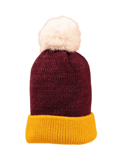 powder bonnie bobble hat - damson and mustard