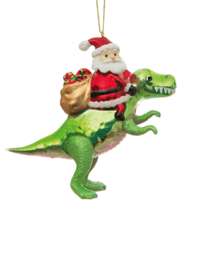 sass and belle santa on dinosaur decoration