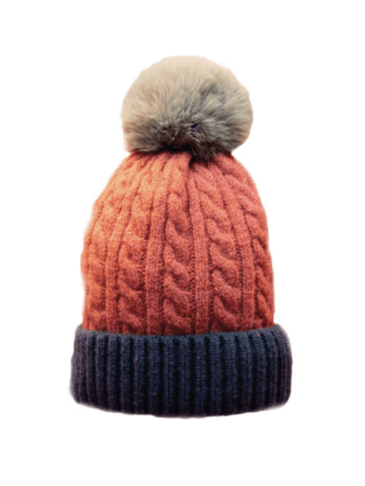 powder greta rose and teal bobble hat