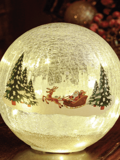 festive 20cm santa sleigh crackle ball