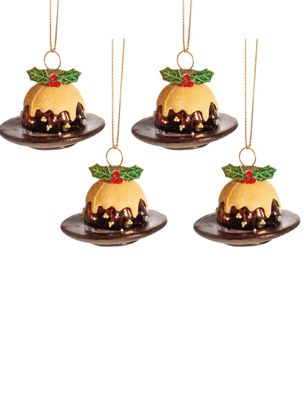 sass and belle set of 4 christmas pudding decorations