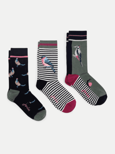 joules woodland animals pack of 3 socks