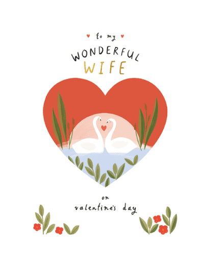 the art file - wonderful wife swan valentines card