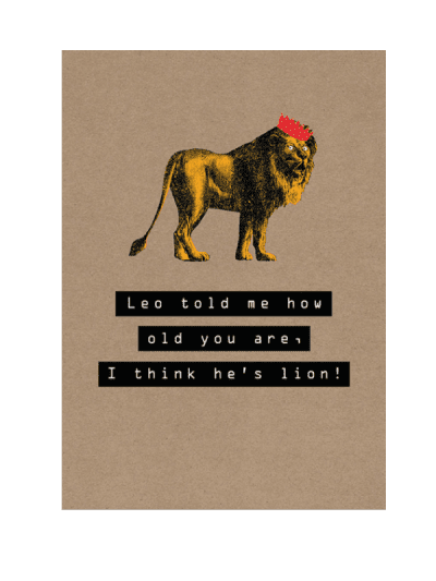 the art file - rock on lion birthday card