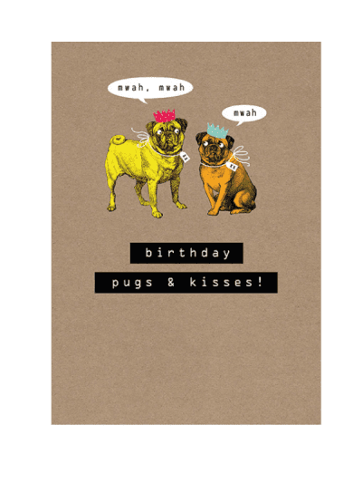 the art file - rock on pug birthday card
